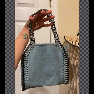Chain Strap Blue Handbag